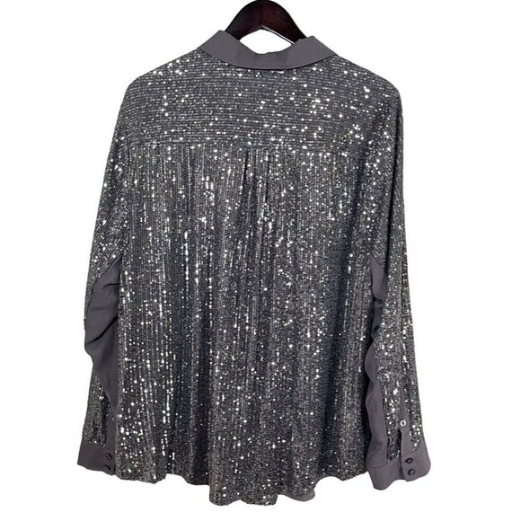 Torrid Sequin Top 3X Gray Glam Neutral Retro Festive Holiday Vegas Cocktail 80s - Picture 11 of 16